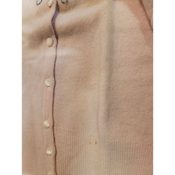 Lambs wool emmaline knitted Vintage pink button up floral pattern sweater sports - Picture 5 of 8